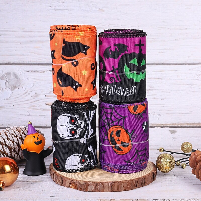 Halloween Burlap Ribbon Rolls with Spider Print, Edge Ribbons for DIY Crafts, Halloween Wreaths, Gift Wrapping and Party Decorations 2025 - $6.99 –P1