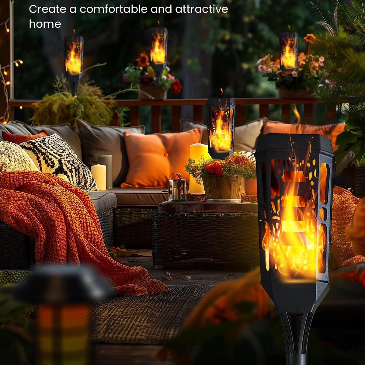 8 Pcs Outdoor Waterproof Solar Flashing Flames Plug in Lights Sensor Lights Garden Courtyard Lawn Path Christmas Halloween Festival Atmosphere Decorative Lights Landscape Lights 2025 - $81.99 –P7
