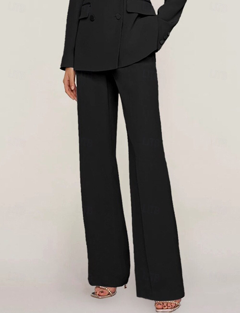 Tuta / Completo Pantalone Abito da cerimonia per signora Formale Ospite di nozze Elegante Colletto a Camicia Lunghezza al pavimento Chiffon Elasticizzato Manica Lunga con Bottoni Tinta unita 2025 del 2025 a $68.99 –P4