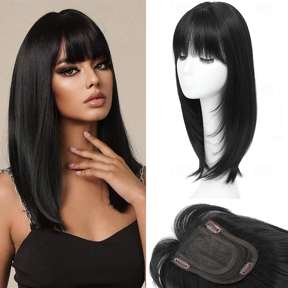 Hair Toppers for Women with Thinning Hair 360 3D Toppers Hair Pieces for Women French Clip in Bangs 18 Inch Curly Wavy 2025 - $20.99 –P9