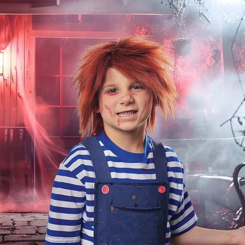 Cosplaypruiken Bruin Recht Synthetisch haar Kort Pruiken Jongens Pruiken Voor feest 2026 - $23.99 –P2