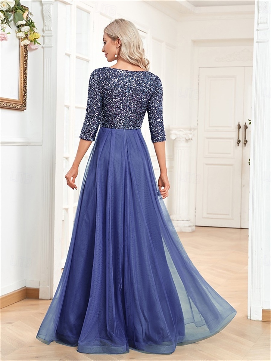 A-linjainen Quinceanera-Mekot Elegantti Mekko Virallinen Häät Lattiapituus Puolihihainen V-kaula-aukko Tylli Strassilla 2025 - $99.99 –P6