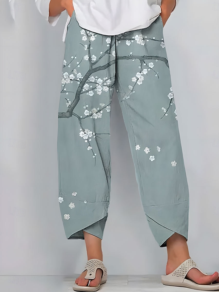 Femmes Jambe large Chinos Pantalons Amples ancien Basique Occasionnel Longueur cheville Taille haute Fleuri Graphique Patchwork Cordon de serrage Impression Respirant Non Elastique Extérieur Vacances de 2025 ? $20.99 –P5