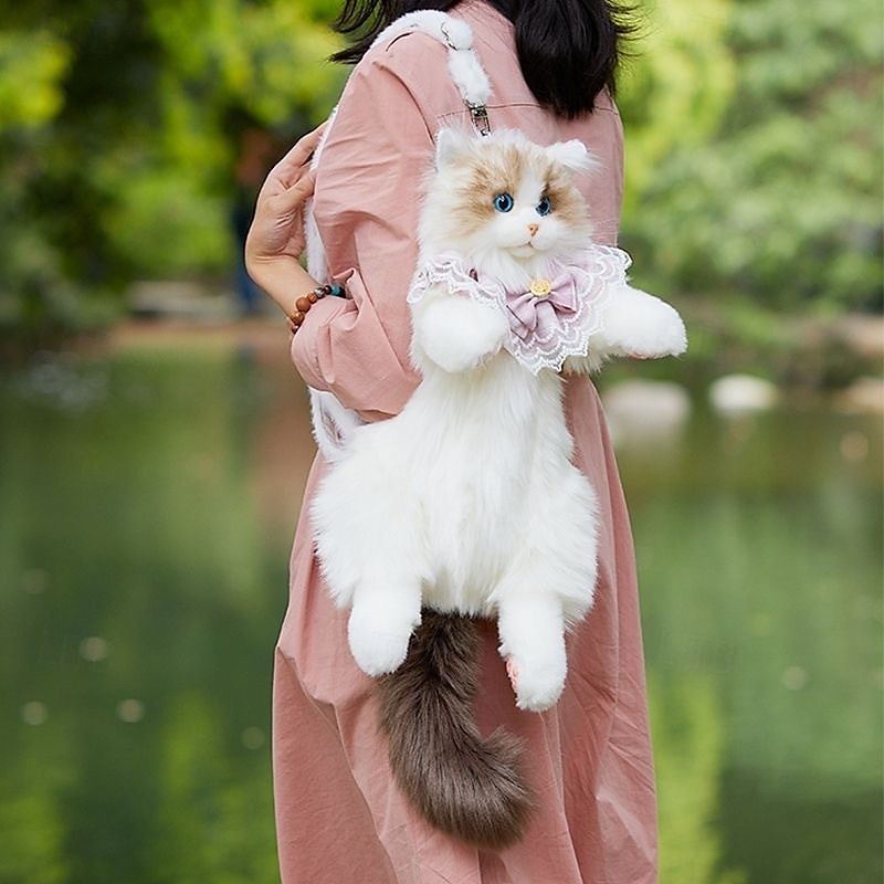 Stuffed Animals Backpack - Cute Cat plush Backpack Handcrafted Realistic Cat Shaped Backpack Idea for Birthdays Anniversaries Ordinary days Large Ragdoll Bag 2025 - $120.99 –P4