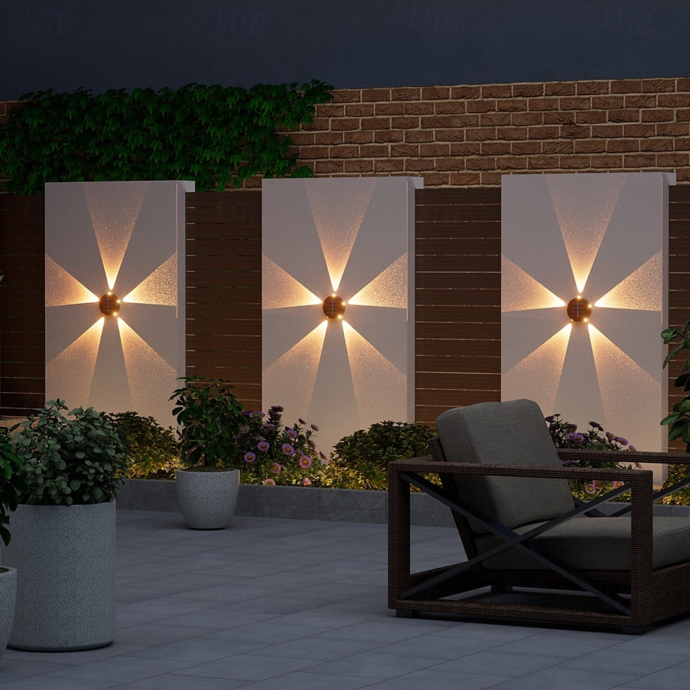 1 lampada da parete solare impermeabile per esterni con 5 fasci LED, illuminazione per cortile, giardino, recinzione, balcone, scala del 2025 a $8.49 –P5