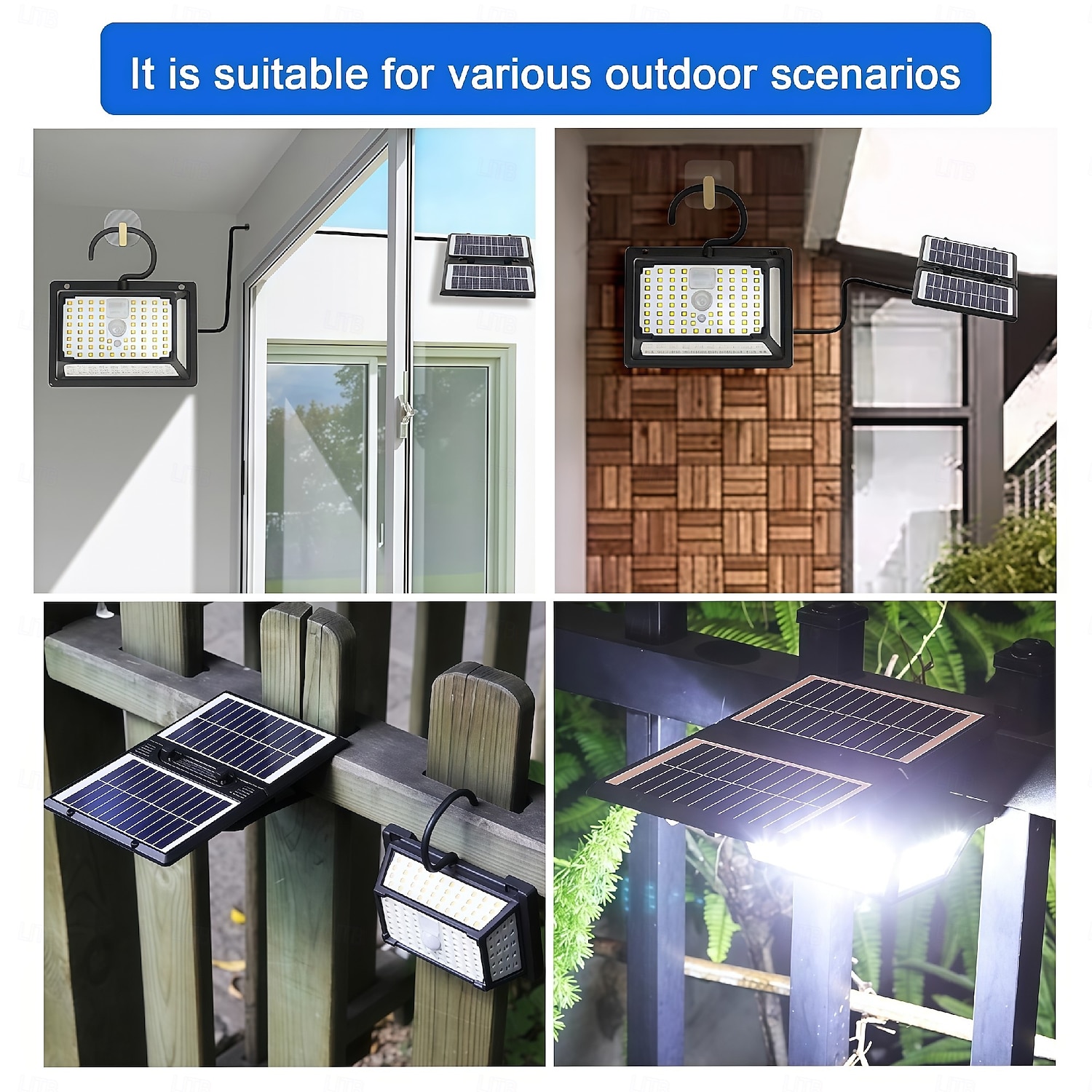 2025年 190LEDソーラーライト 屋外用 ポータブル モーションセンサー ソーラーライト 3モード クリップ式 投光器 ダブルソーラーパネル セキュリティライト ガーデン 1個  コレクション – $32.99 –P6