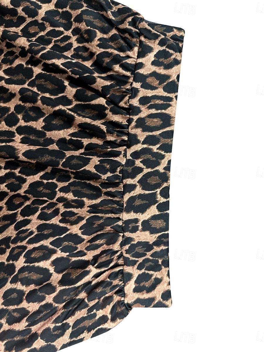 Dam Kjol A-linje Mode Ledigt Maxi Hög midja Kjolar Leopard Mönster Microelastisk Gata Dagligen Leopard Sommar Polyester 2025 - $27.99 –P5