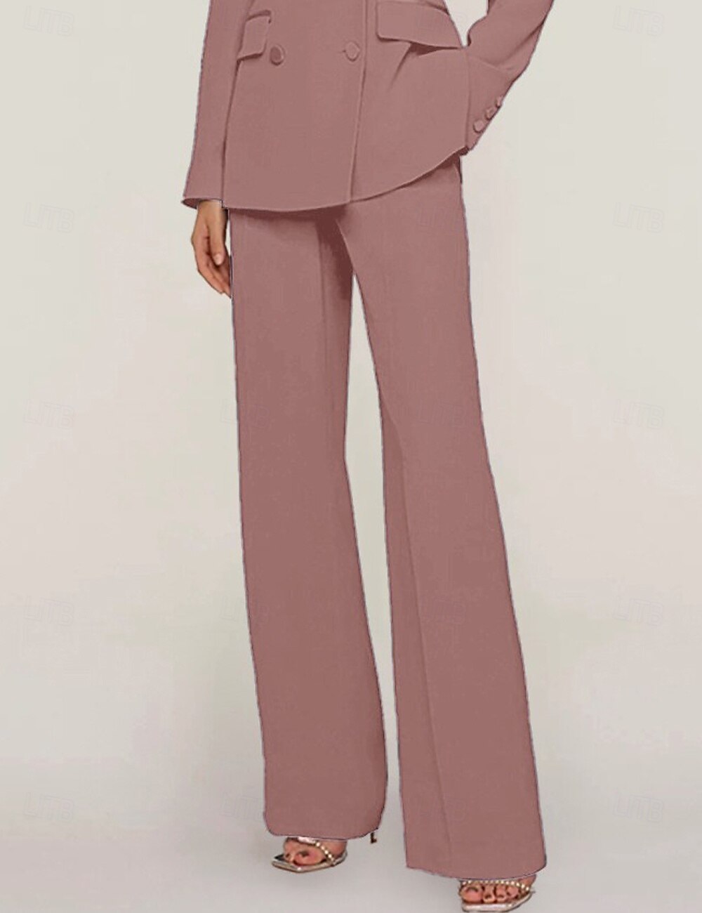 Tuta / Completo Pantalone Abito da cerimonia per signora Formale Ospite di nozze Elegante Colletto a Camicia Lunghezza al pavimento Chiffon Elasticizzato Manica Lunga con Bottoni Tinta unita 2025 del 2025 a $68.99 –P12