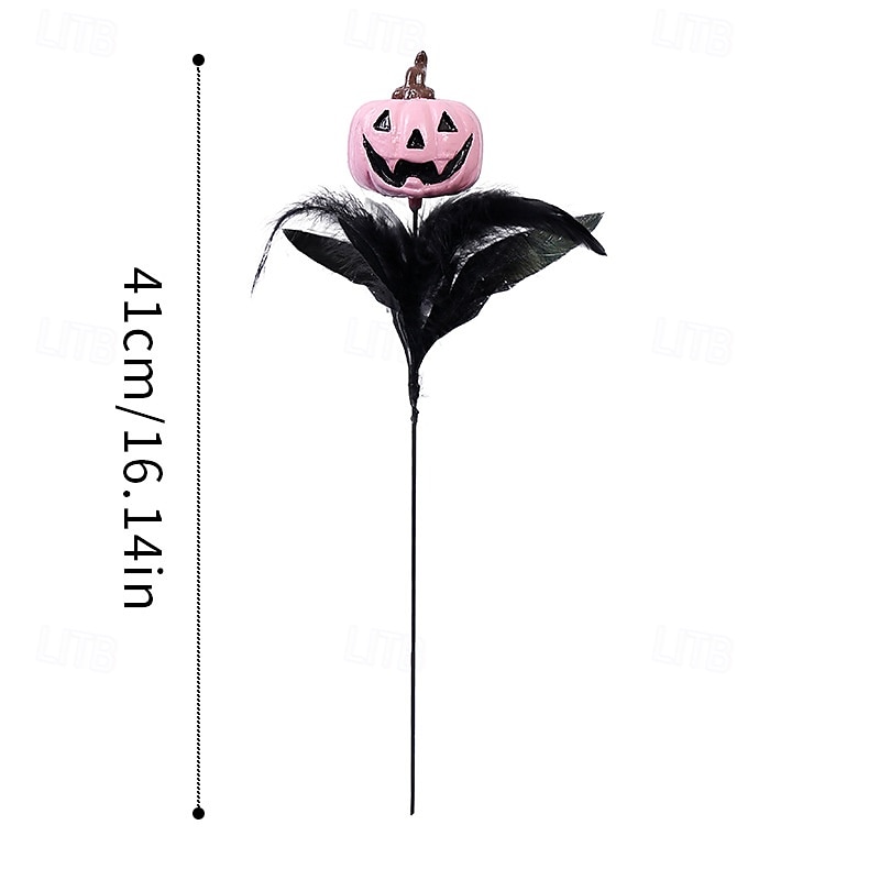 2025年 ハロウィンの造花ブーケ1束、羽根、カボチャ、頭蓋骨のピック付き、パーティーや家の装飾用の恐ろしい造花  コレクション – $9.99 –P6