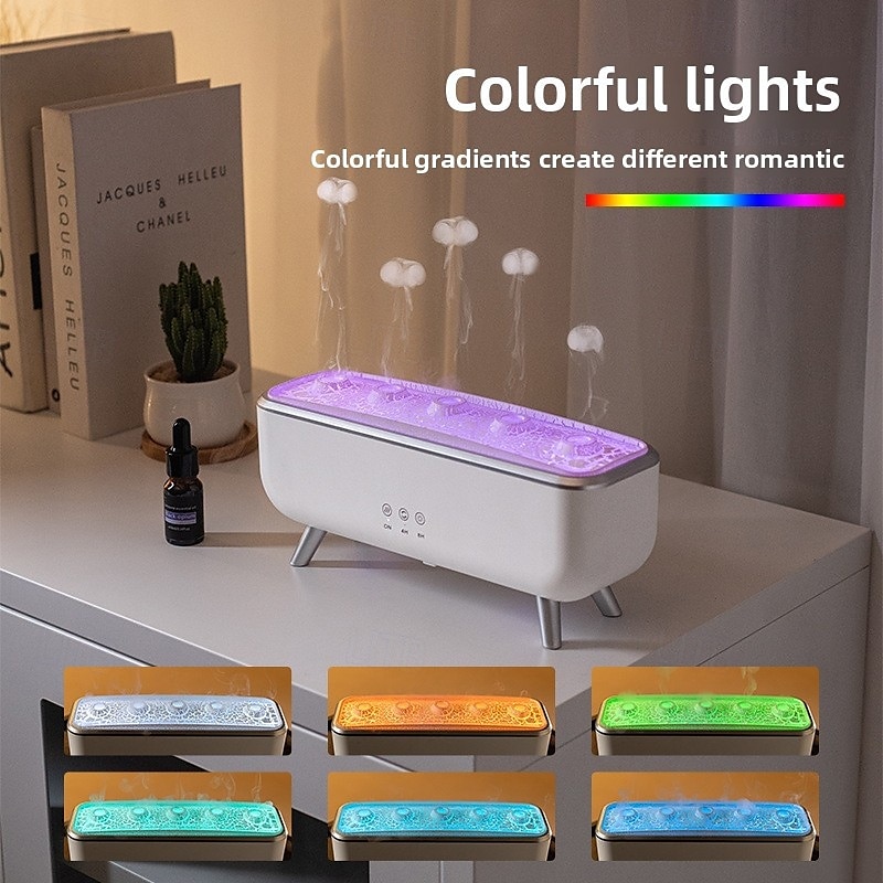 1 Pc Dynamic Jellyfish Essential Oil Aromatherapy Diffuser Humidifier Sound Pickup Function Humidifier Colorful Light Remote Control Dimming Timer Function DC24V Plug 2025 - $59.99 –P6