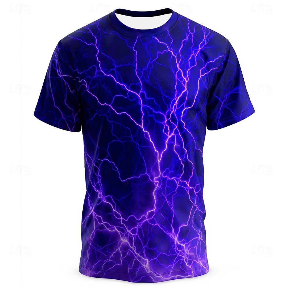 Halloween Herren Optische Täuschung Blitz 3D T Shirt Kurzarm T-Shirt 3D-Druck Rundhalsausschnitt Hemd Übertrieben Designer Party Straße Lässig Dunkelviolett Weiß 1 Weiß Sommer Frühling Ganzjahres 2025 - $17.99 –P1