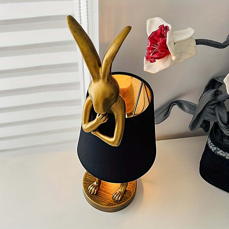 Moderne Tischlampe im Hasen-Stil aus der Mitte des Jahrhunderts mit Leinenschirm, USB-betrieben, dekorative Schreibtischlampe, goldenes Finish, sanfte Umgebungsbeleuchtung für Wohnzimmer, Schlafzimmer 2025 - $340.29 –P9