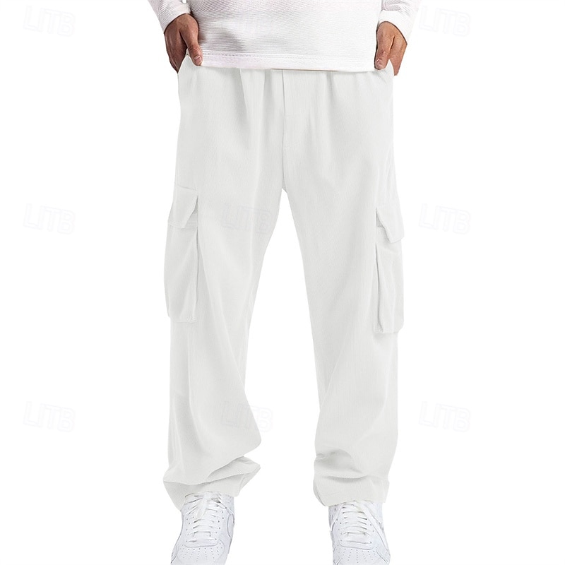 Men's Cargo Pants Trousers Corduroy Pants Multi Pocket Straight Leg Plain Wearable Daily Outdoor Camping & Hiking Fashion Classic Black Yellow 2026 - $27.99 –P3