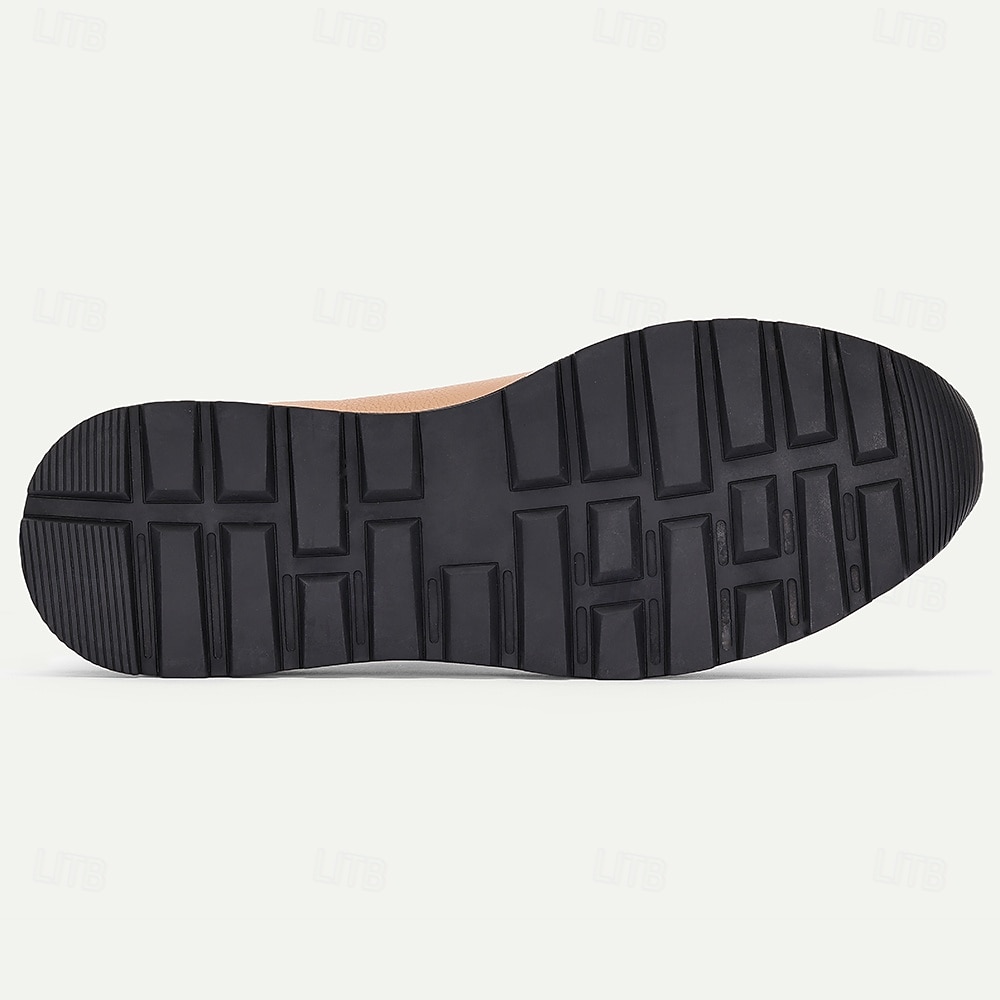 Herrsneakers i brunt läder, avslappnad, lätt, atletiskt inspirerad design med vadderad sula, perfekt för promenader, resor och helgutflykter 2025 - $109.99 –P6