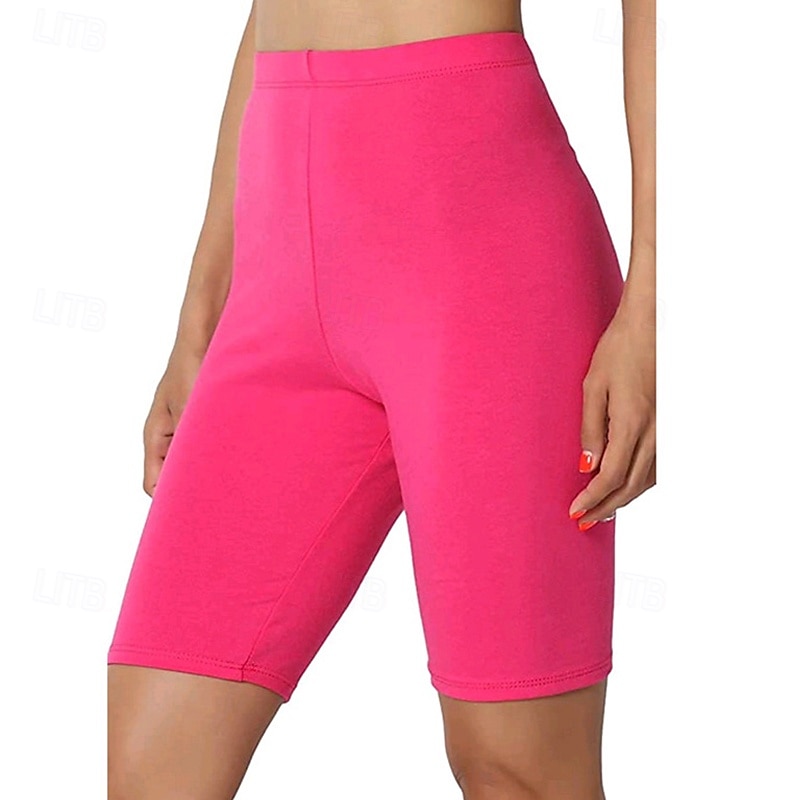 Dam Shorts Damasker Streetwear Ledigt Knelängd Hög midja Slät Elastisk midja Mateial som andas Elastisk Semester Gata Dagliga kläder Vin Svart Vit Rosa Sommar Normal 2025 - $11.99 –P13