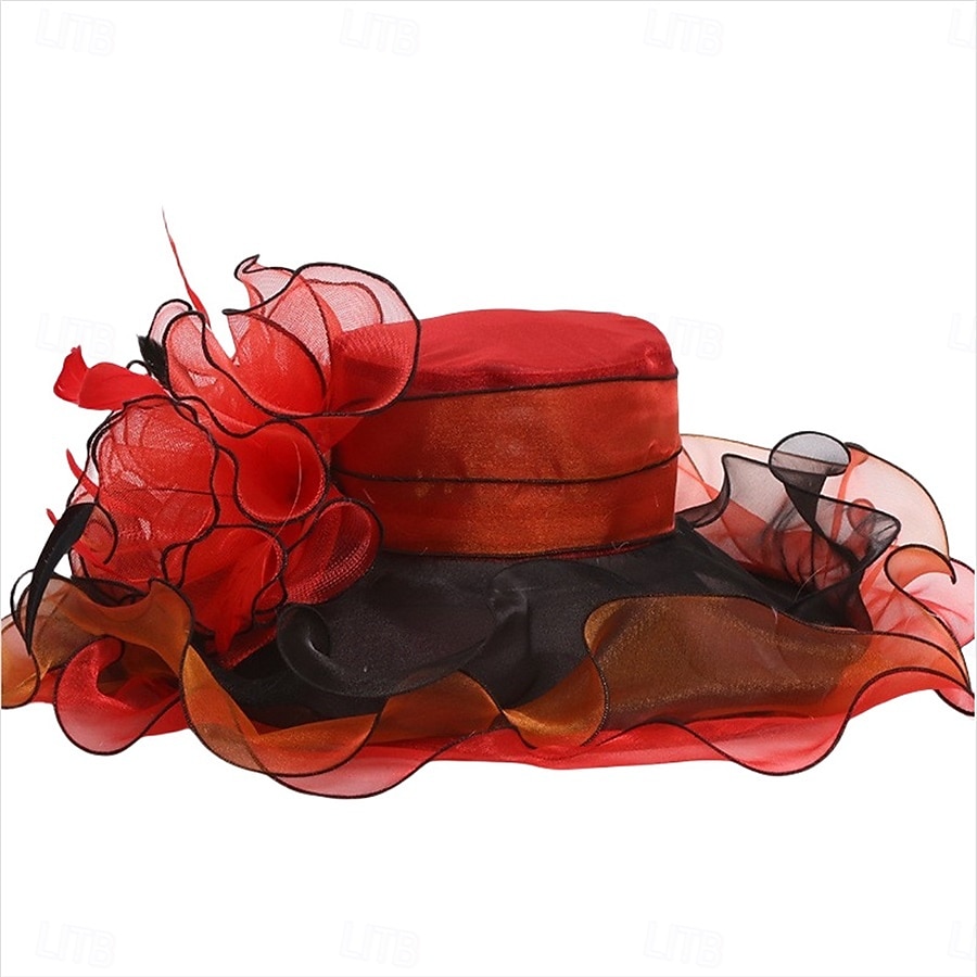 Hatter organza Solhatt Formell Bryllup Aftenselskap Te Fest Hesteløp Elegant Årgang Med Blomster Hodeplagg Hodeplagg 2025 - $15.49 –P15