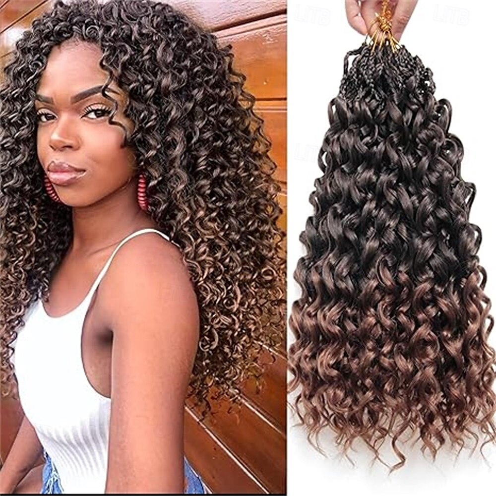 Extensions de cheveux synthétiques bouclés pré-bouclés de 18 pouces pour femmes noires - boucles gogo/boucles de plage/océan/eau/ondes profondes au crochet, 8 paquets de cheveux synthétiques sans de 2025 ? $52.99 –P4