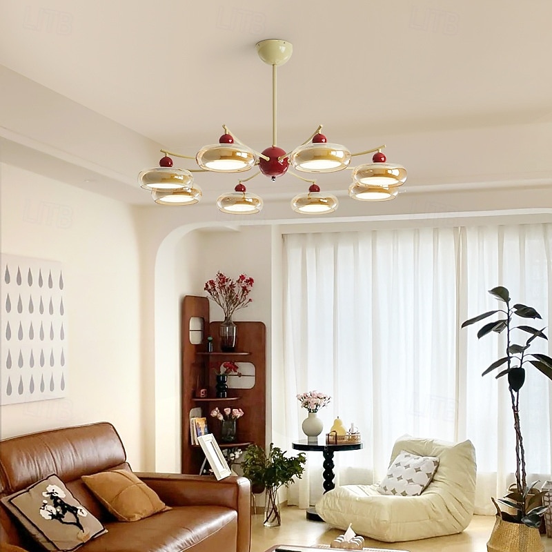 Lampadario in vetro francese di metà secolo, elegante pendente per camera da letto & studio del 2025 a $1155.99 –P7