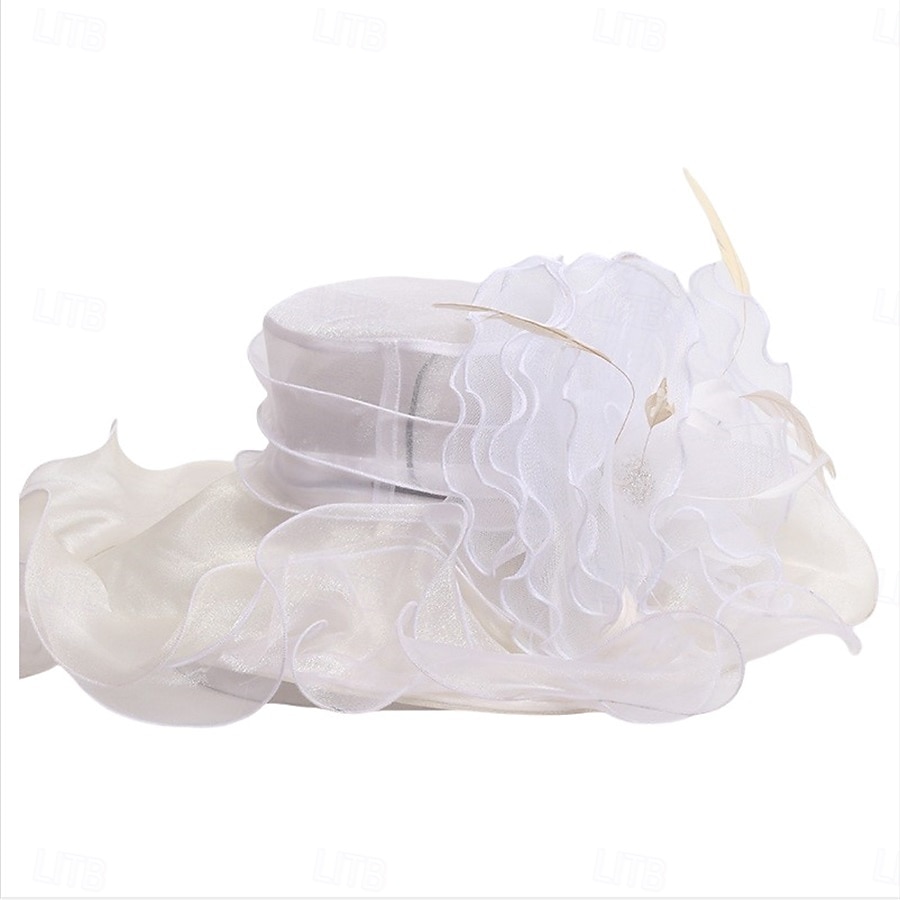 Hatter organza Solhatt Formell Bryllup Aftenselskap Te Fest Hesteløp Elegant Årgang Med Blomster Hodeplagg Hodeplagg 2025 - $15.49 –P13