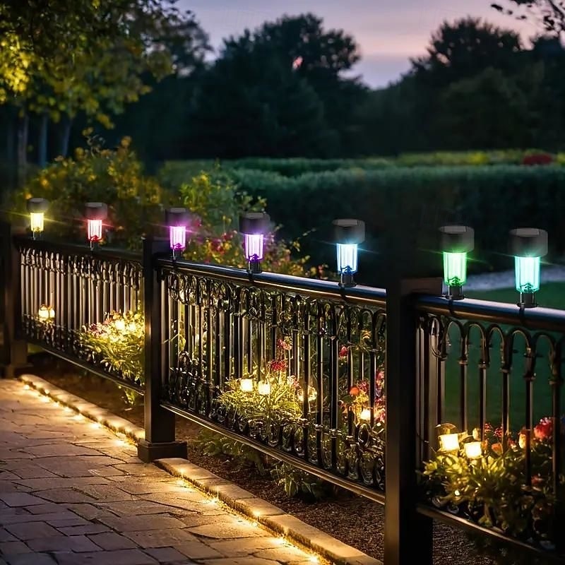 10 peças de luzes solares para piscina rgb que mudam de cor, luzes solares para cerca, luzes noturnas para piscina, para festas de verão, piscina, jardim, iluminação e decoração de 2026 por $22.99 –P4