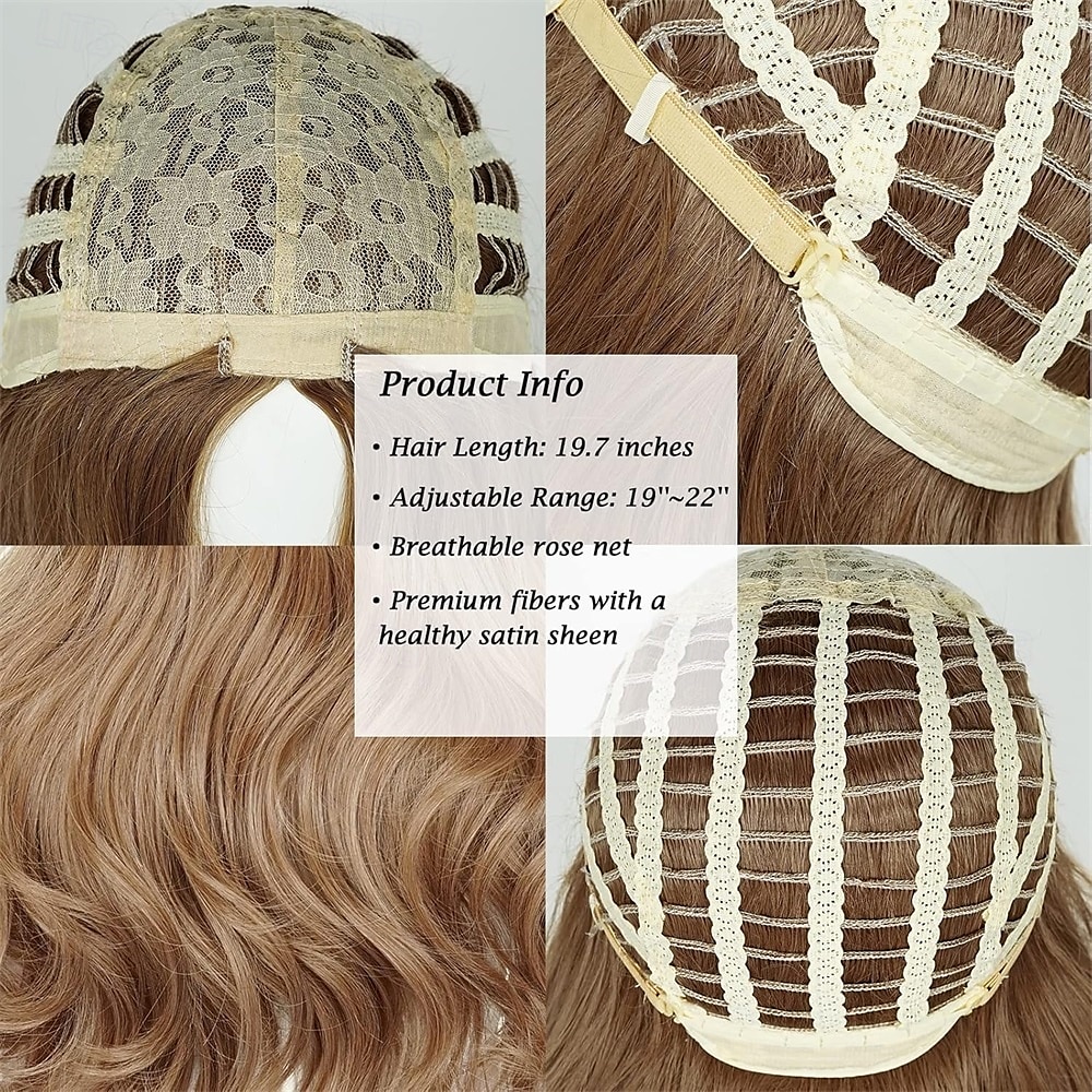 Bruine pruik voor meisjes, lang golvend krullend middenstuk kostuumpruik, prinsessenhaar voor Halloweenfeest 2025 - $26.99 –P6
