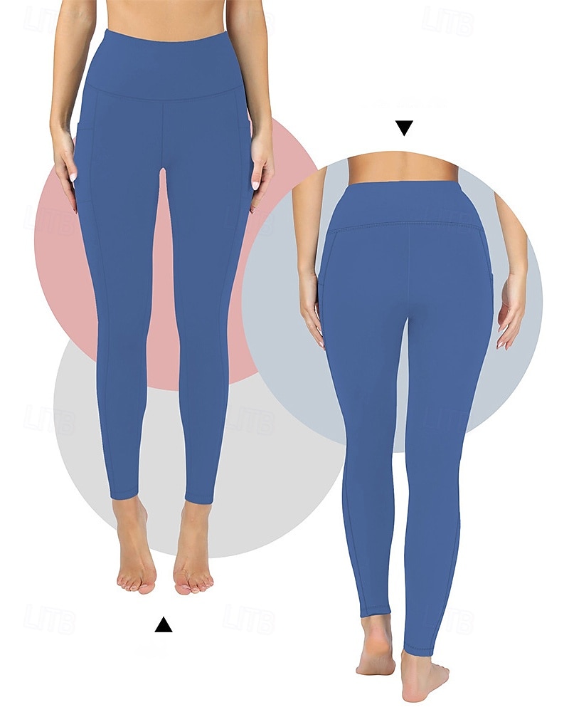 Women's pilates leggings Capri Leggings Sports Pants Pockets Lightweight Pilates Gym Running Pants Solid Color Navy Black Pink Plus Size Sports Activewear Micro-elastic 2026 - $17.49 –P19