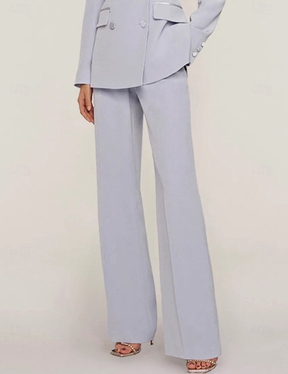 Tuta / Completo Pantalone Abito da cerimonia per signora Formale Ospite di nozze Elegante Colletto a Camicia Lunghezza al pavimento Chiffon Elasticizzato Manica Lunga con Bottoni Tinta unita 2025 del 2025 a $68.99 –P1