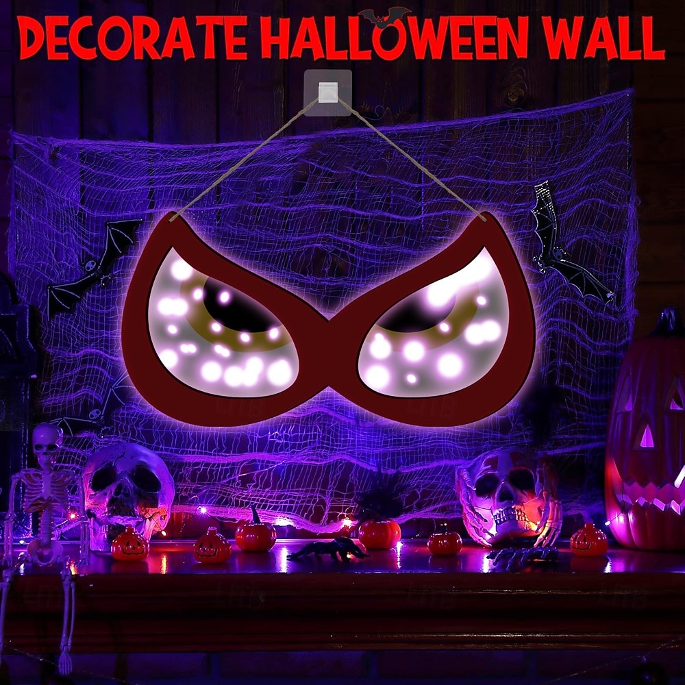 Halloween Decorations Spooky Eyes Lights, 20 Inch Large Wooden Halloween Window Eye Lights with 7 Color Modes and USB/Battery Operated for Home, Wall, Window, Trees Halloween Décor 2026 - $27.99 –P42