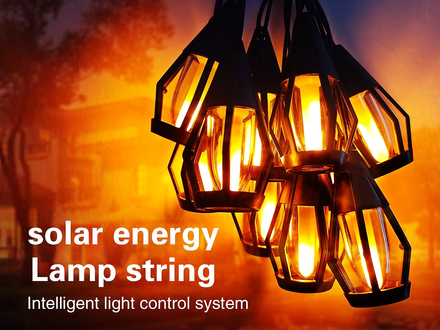 1 Pc 15 Leds Outdoor Waterproof Solar Flashing Flame Lantern String Garden Courtyard Camping Christmas Halloween Wedding Atmosphere Decoration Lighting 2025 - $47.99 –P4