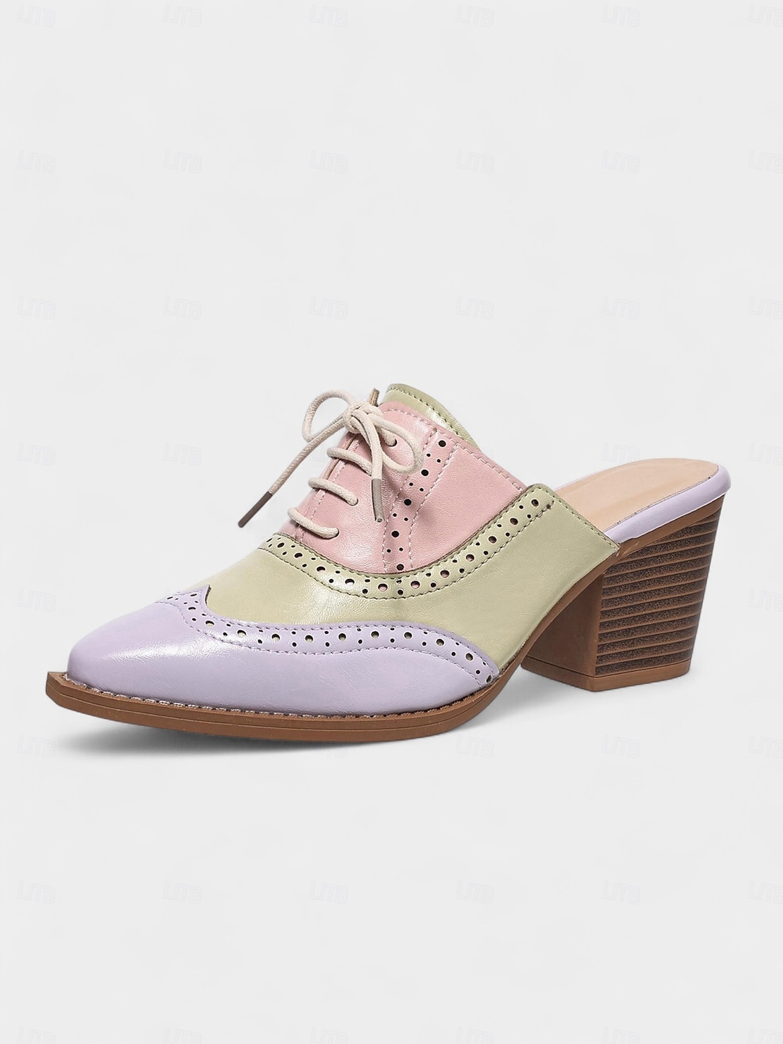 Mules à talons Oxford colorblock pour femmes – chaussures brogues rétro à bout golf pour les amatrices de vintage, les tenues de bureau et les sorties décontractées de 2025 ? $32.99 –P2