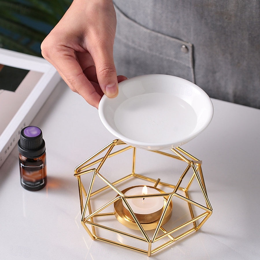 1 set keramische theelichthouder - geurige etherische olie diffuser aroma-rijke kaars olie warmer zachte theelicht wax smelt warmer - uniek vogelnest ontwerp duurzame metalen constructie perfect f 2025 - $18.49 –P5