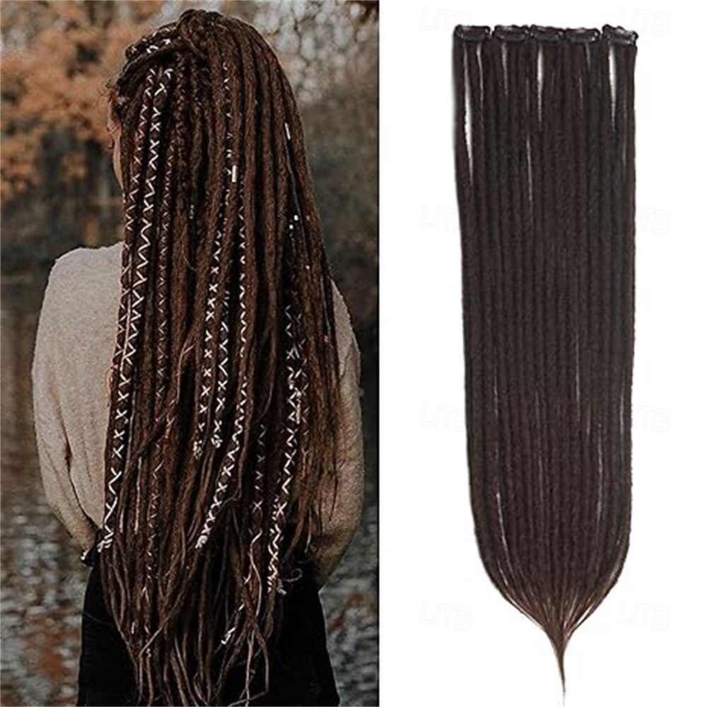 Clip-in-Dreadlock-Haarverlängerungen, 4 Stück, Clip-in-Dreads, 24 Zoll, synthetische Verlängerungen, hellbraun bis blond, lang, natürlich, weich, dünn, 0,6 cm Breite, Dreadlocks für Frauen 2025 - $34.99 –P3