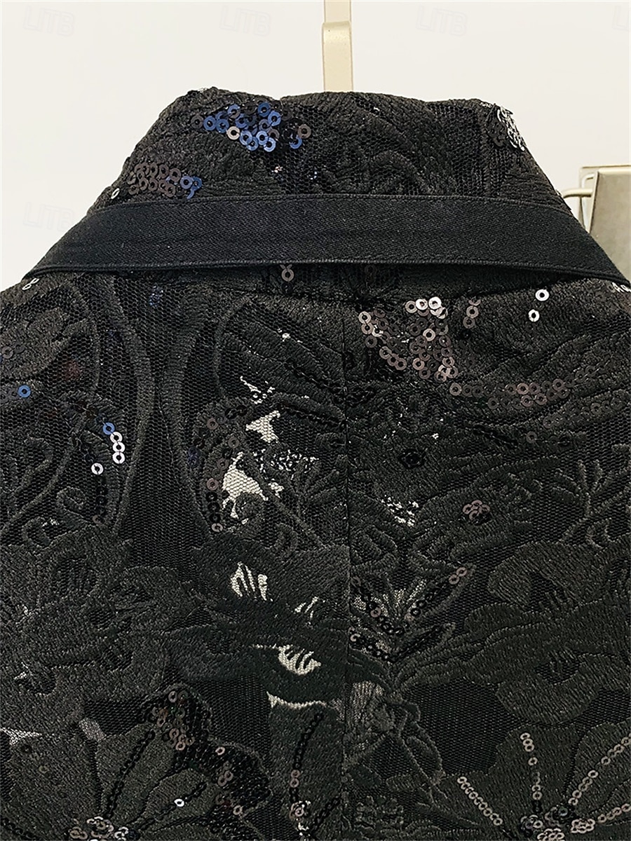 Conjunto de Calças Vestido da Mãe da Noiva Vestido Elegante Colarinho de Camisa Comprimento do Tornozelo Renda Mangas Longas com Cor Sólida de 2025 por $149.99 –P15