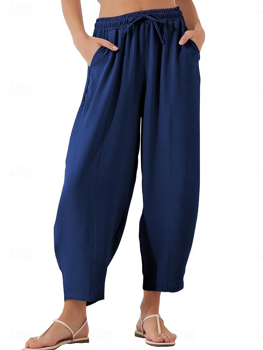 Per donna Chinos Moda Streetwear Essenziale Lunghezza intera Vita Alta Semplice Tasca Fascia Elastica Comodo Morbido Confortevole Micro-elastico All'aperto Streetwear Blu Marrone Cachi Azzurro chiaro del 2025 a $22.99 –P5