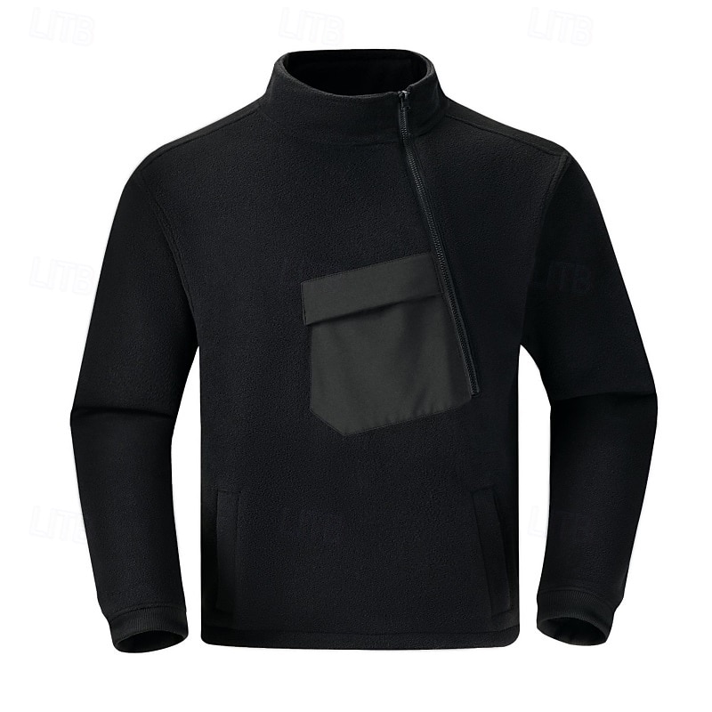 Homens Moletom com zíper Moletom Zip Moletom de lã Tático Preto Verde Tropa Cinzento Colarinho Clerical Tecido Zip Up Bolso frontal Desportos e Ar livre Casual Diário Roupa de rua Legal Roupa de de 2025 por $26.99 –P3
