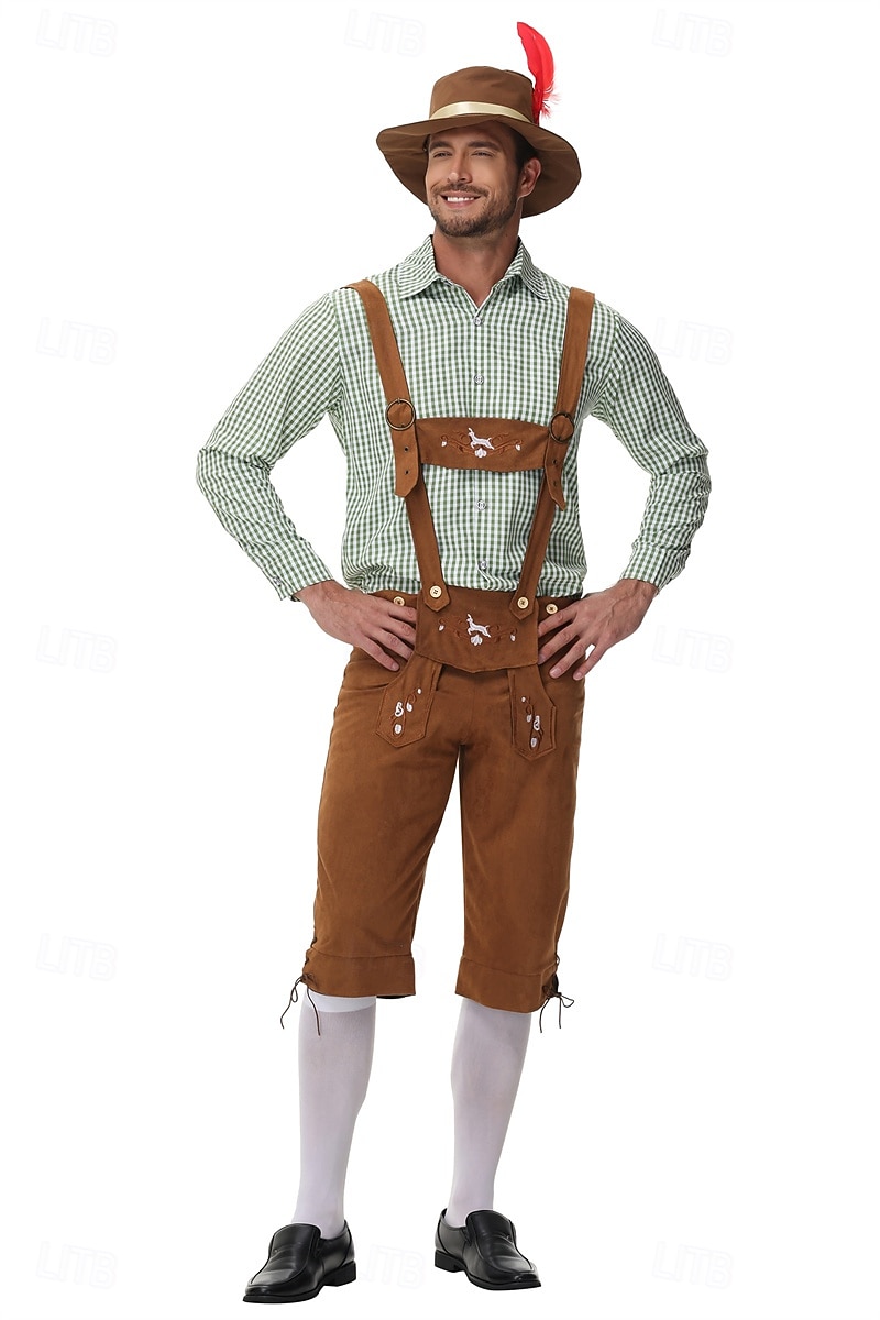 Oktoberfest Lederhosen Hemd Alpenhut Bayerisch Deutsch Wiesn Herren Stoff im traditionellen Stil 2026 - $61.99 –P3