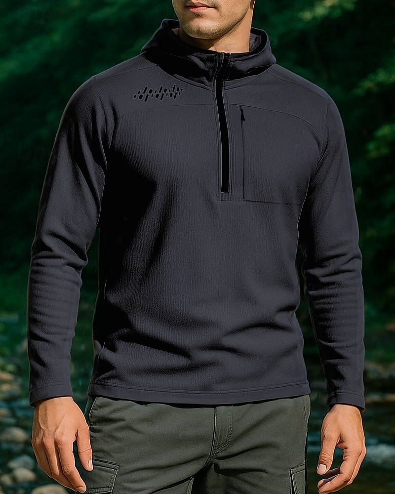 Men's Hoodie Polo Sweatshirt Hiking top Long Sleeve Hoodie Tee Tshirt Top Outdoor Quick Dry Lightweight Breathable Quarter-Zip Polyester Black White Royal Blue Tennis Golf Running 2025 - $26.39 –P8