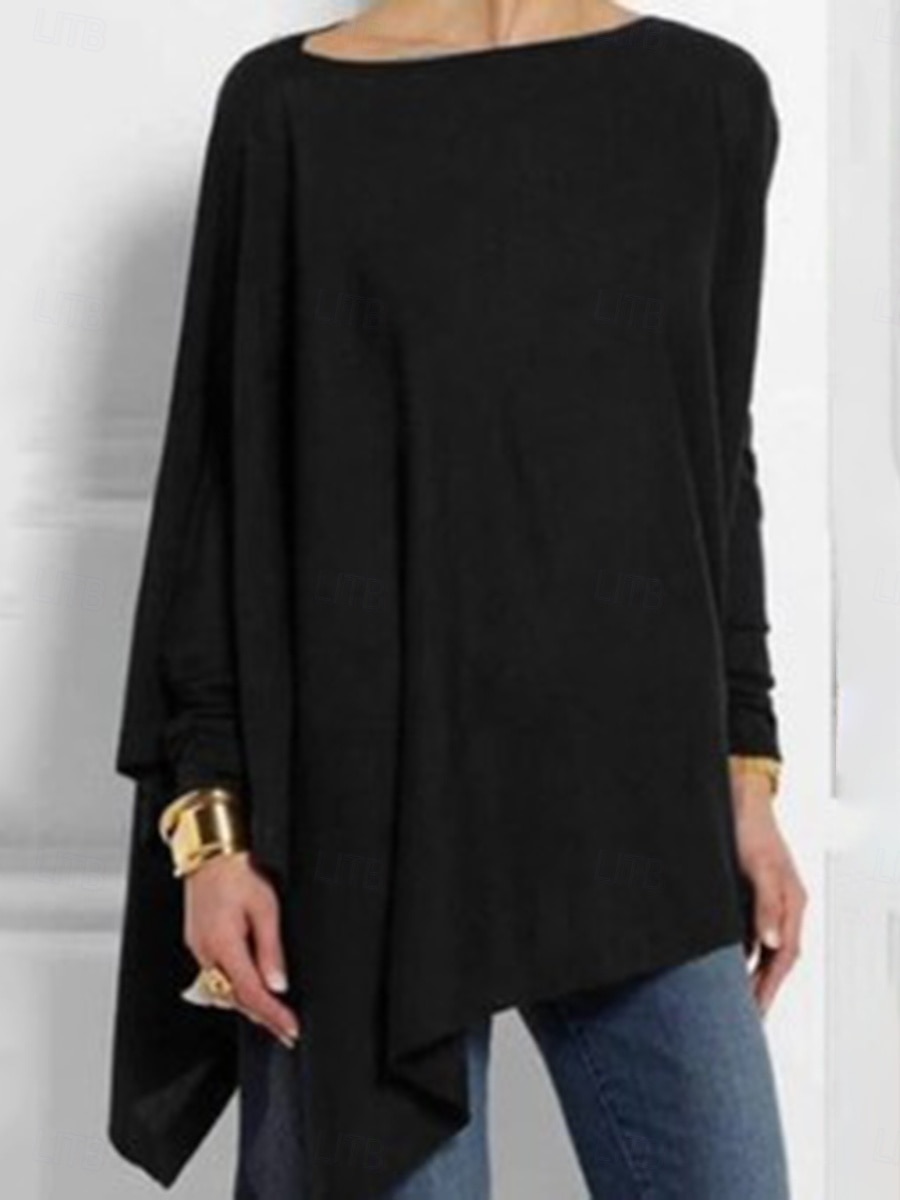 Damen Hemd Mode Lässig Langarm Rundhalsausschnitt Lange Oberteile Täglich Patchwork Schwarz Rote Purpur Grün Grau Frühling Herbst 2025 - $15.99 –P1