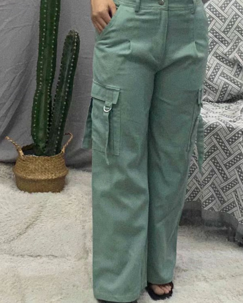 Women's Cargo Pants Fashion Streetwear Full Length Natural Plain Pocket Comfy Outdoor Comfortable Outdoor Vacation Holiday Dark Grey Green Fall Regular Fit 2026 - $36.99 –P4