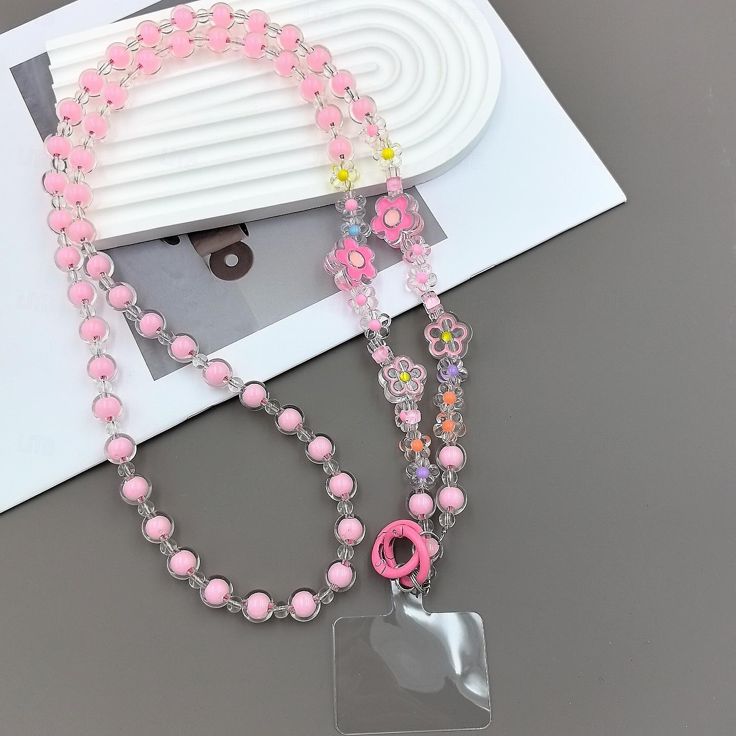 Nuova varietà di custodie per telefono con fiori colorati, con catena a croce diagonale, perline in acrilico, tracolla singola, corda per appendere il telefono, ciondolo di perle per donna del 2025 a $13.99 –P2