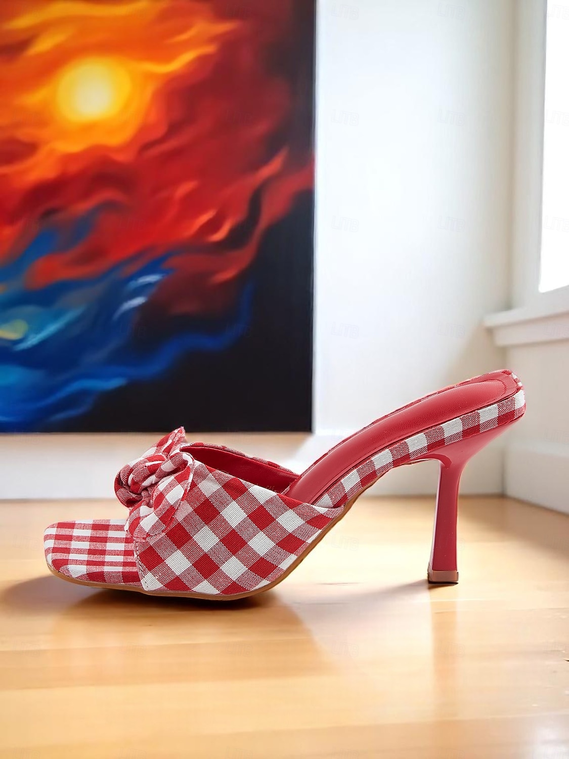 Women's Gingham Bow Heeled Mules - Vintage Open Toe Slip-On Sandals for Casual Dates and Summer Outings 2025 - $42.99 –P5