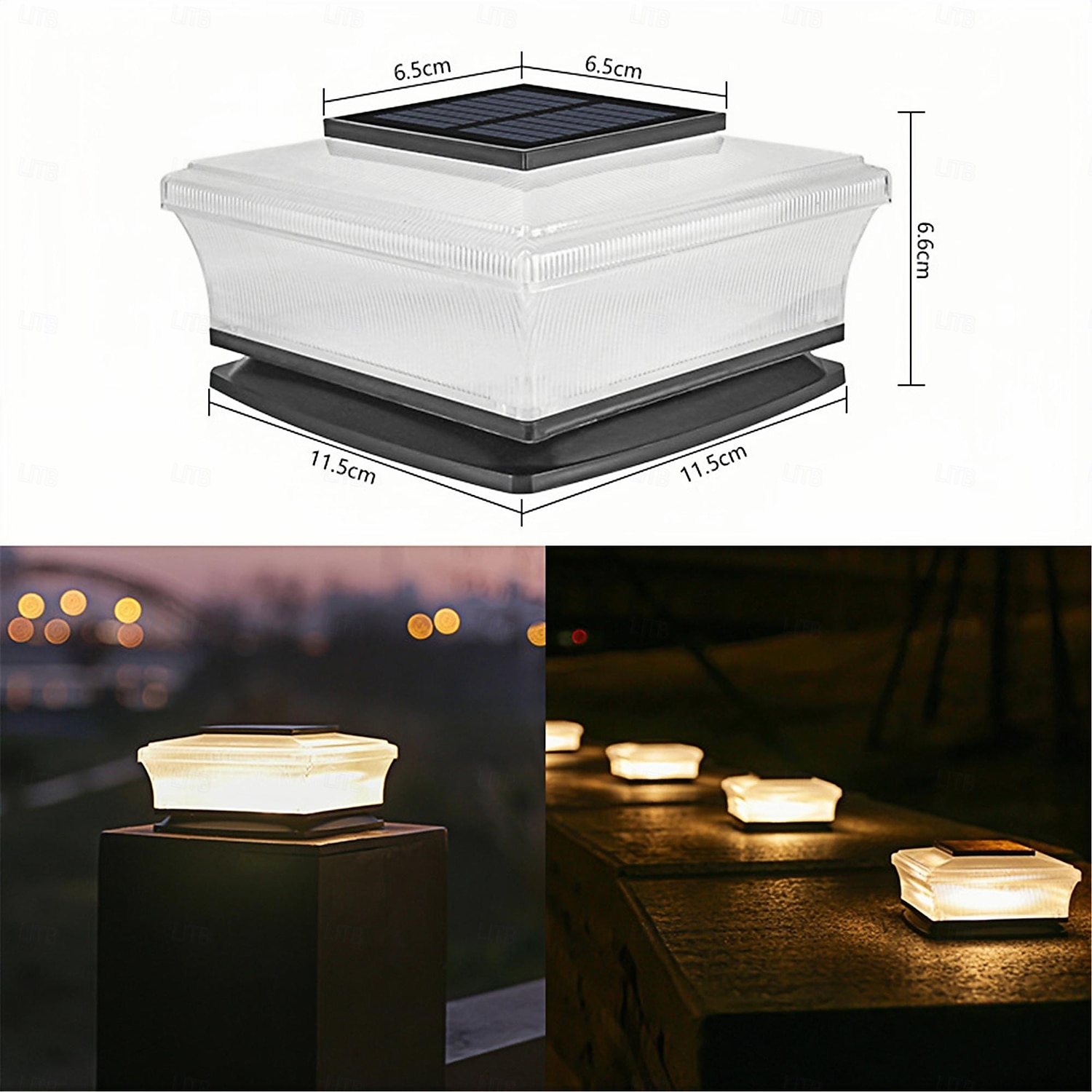 30led poste de luz solar transparente à prova d'água abajur luz quente quadrado para áreas externas adequado para jardim pátio cerca escadas 1 peça de 2026 por $23.99 –P2
