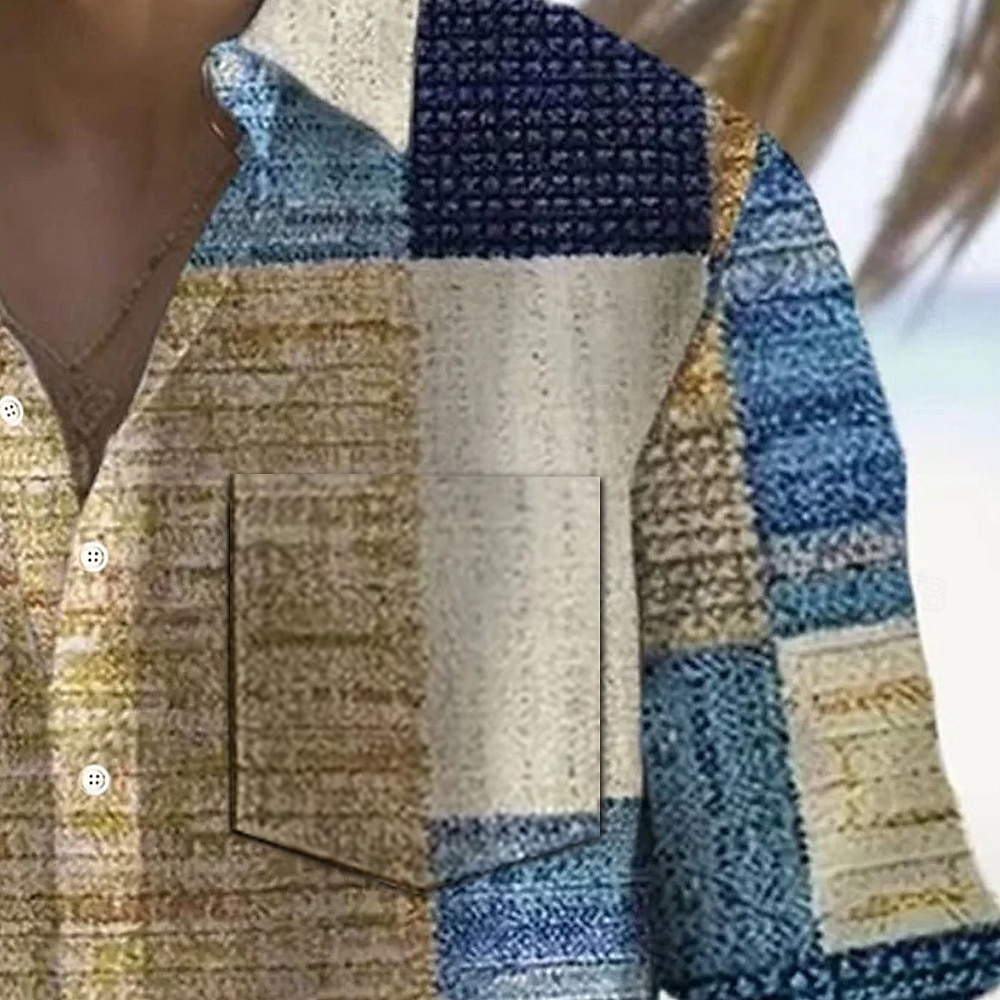Per uomo Geometrico Blocco di colori Patchwork Camicia Camicia con Bottoni Manica Lunga Moda Casual All'aperto Quotidiano Abbigliamento casual alla moda Primavera Autunno Collo ripiegato Stampa 3D del 2025 a $25.99 –P2