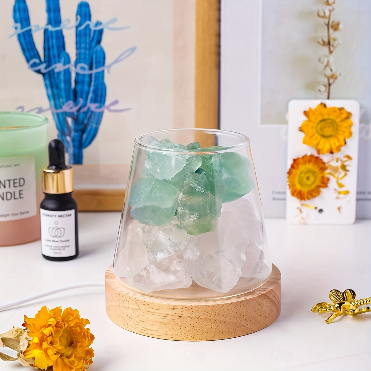 Natural Crystal Aroma Stone 1pc Diffuser - Demagnetising Bowl Lamp Ornament Home Bedroom Night Light Companion Gift - Essential Oil Not Included 2026 - $39.99 –P6