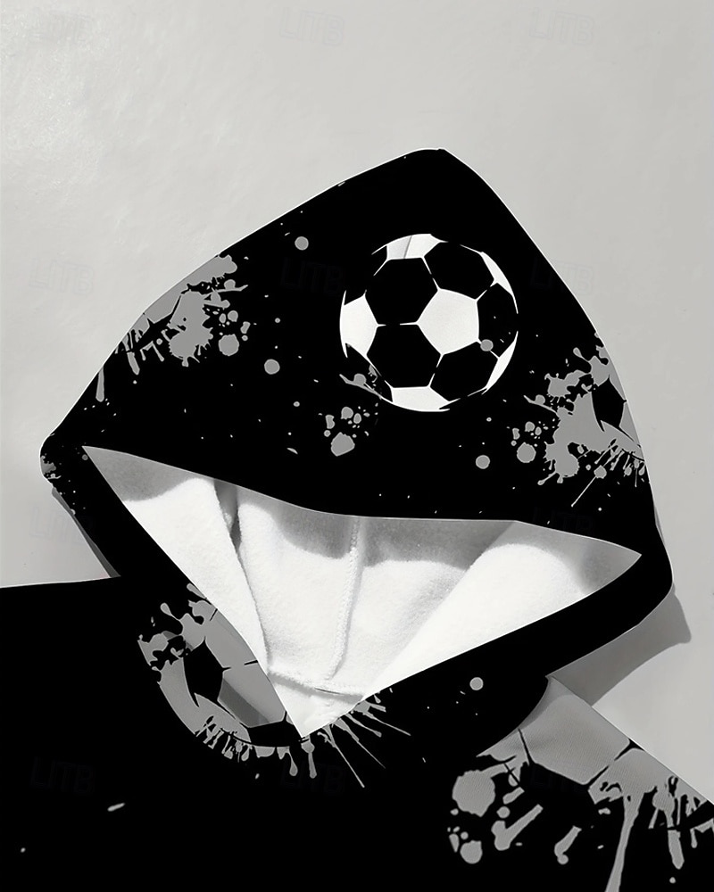 Pojkar 3D Fotboll Huvtröja Långärmad Vår Höst Mode Streetwear Barn 4-12 år Huva Utomhus Ledigt Dagligen Normal 2025 - $18.99 –P3