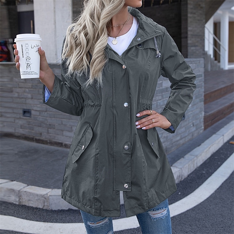 Damen Wanderjacke Regenjacke Regenmantel Außen Wasserdicht Winddicht Wanderoutfits Wanderbekleidung Frühling Herbst Oberteil Baumwolle Camping / Wandern / Höhlenforschung Laufen Einfarbig Dunkelgrau 2025 - $35.99 –P4