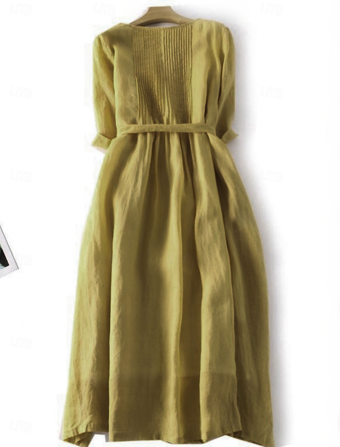 Women's Maxi Dress Cotton Linen Dresses Casual Dress Swing Dress Cotton Maxi Dress Basic Casual Vacation Daily Regular Fit Plain 3/4 Length Sleeve Crew Neck Yellow Pink Summer 2025 - $42.99 –P13
