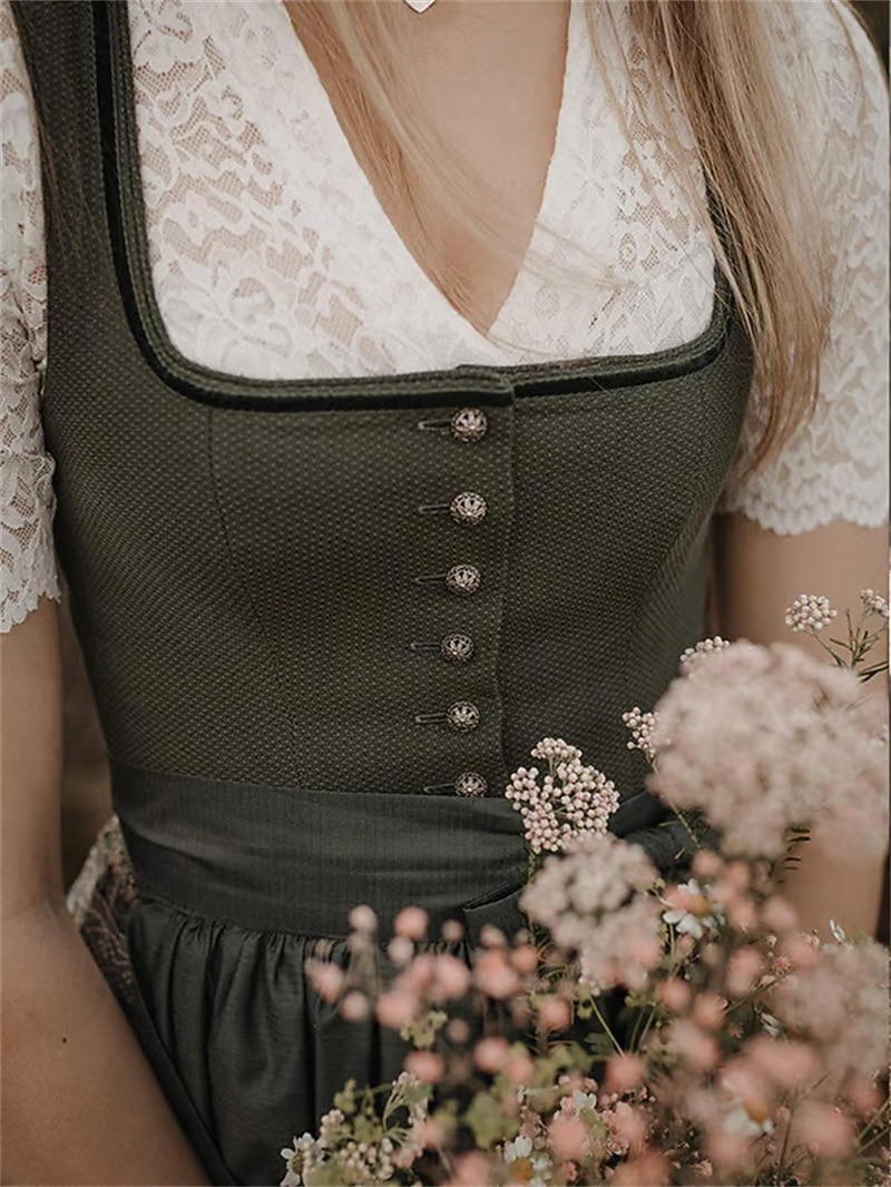 Oktoberfest Dress Dirndl Trachtenkleider Midi Length Maid Bavarian German Wiesn Women's Carnival Beer Festival Traditional Style Cloth Without Blouse (75CM) 2026 - $68.99 –P7