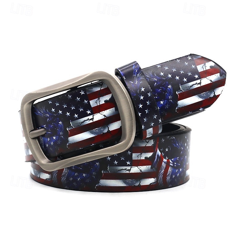 Herren Gürtel PU Blau Taillengürtel Straße Festival Farbblock 2025 - $27.99 –P1