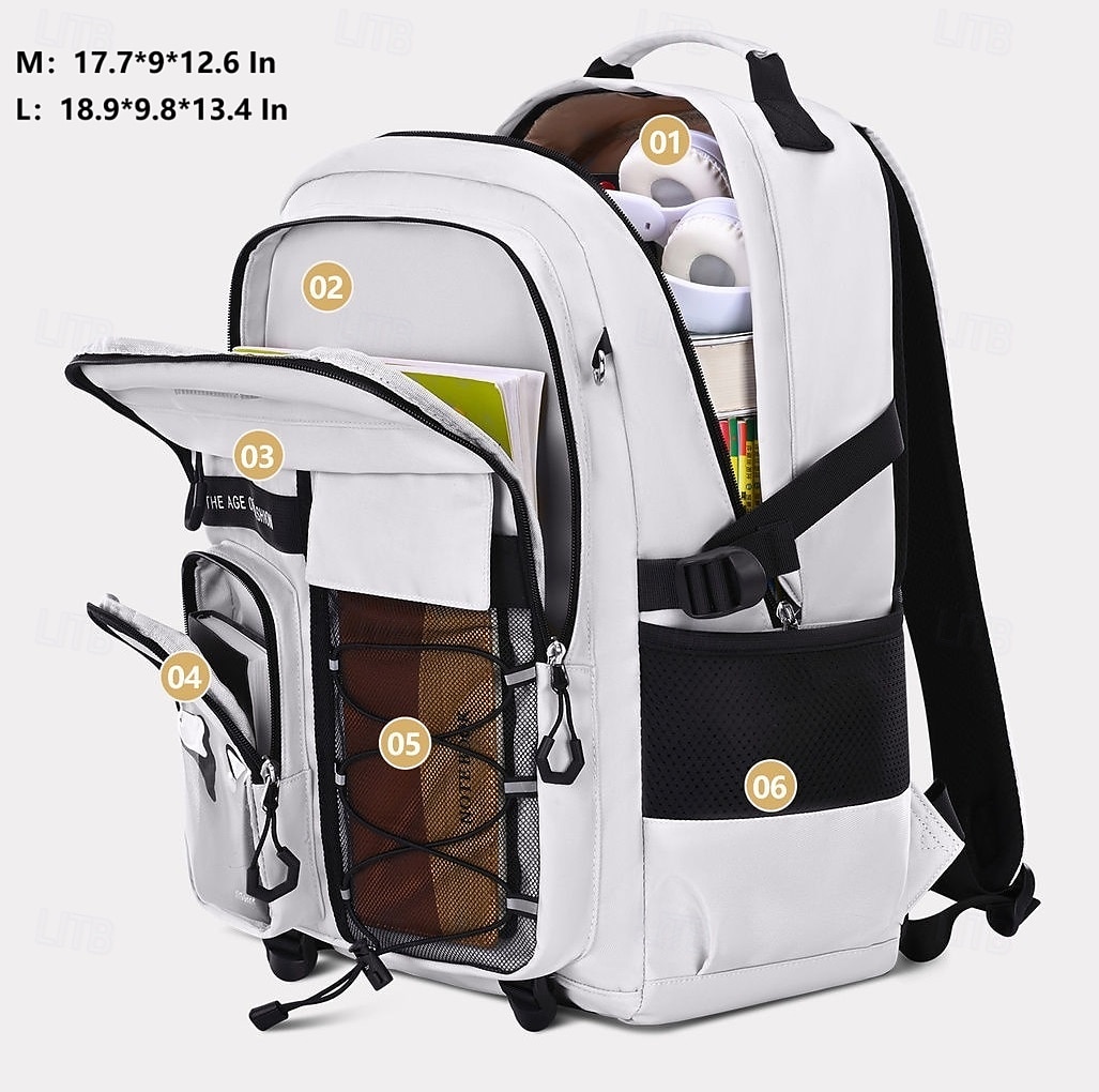 Sac à dos blanc grande capacité pour femme – Sac d'école et de voyage à panneaux en maille multi-poches pour adolescentes et étudiantes de 2025 ? $34.99 –P5